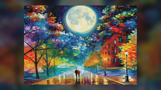 Colourful Romantic Moonlit Rainy Street