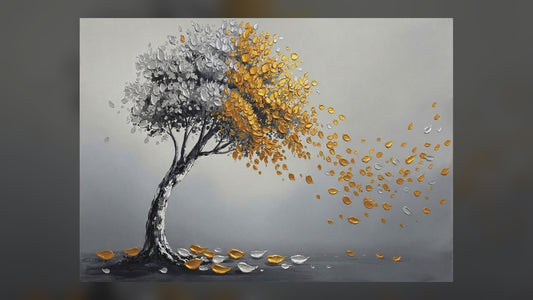 Gold and Silver Windblown Tree