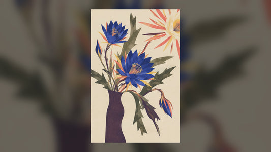 Blue Floral Vase – Retro Floral Wall Art Poster